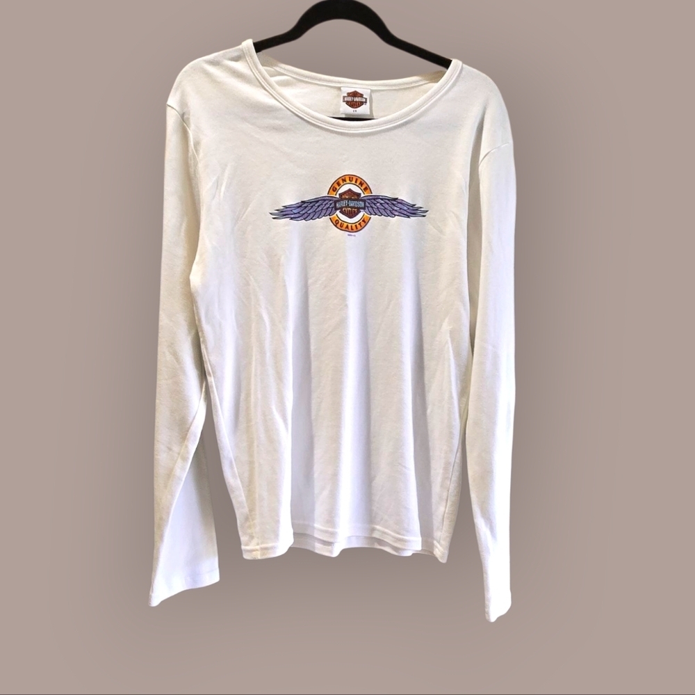 Harley-Davidson White Long Sleeve Tee with Winged Logo